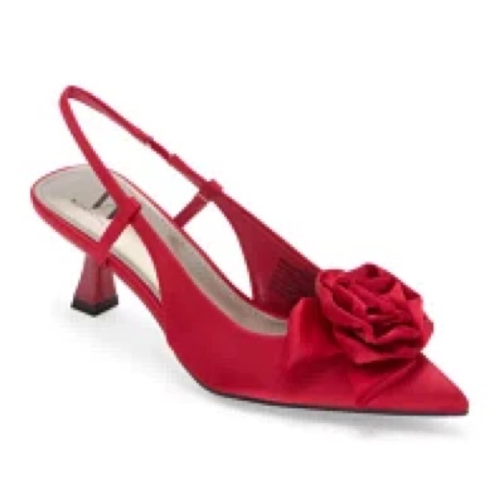 🌹💋♥️Worthington Womens Rosie Pointed Toe Kitten Heel Pumps RED SIze 7.5